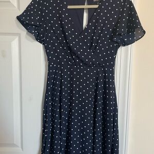Elegant Navy Polka Dot Dress